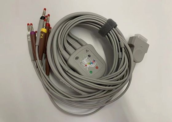 Gri 10 Kurşun EKG Kablosu 15 Pinli ABD Standart Muz Bağlantısı 4.0
