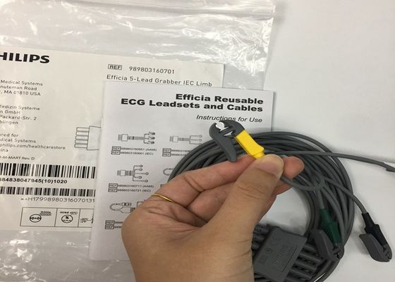 PHLIP Efficia Tekrar Kullanılabilir 5 Kurşun EKG Kablosu Yetişkinler İçin IEC Uzuv