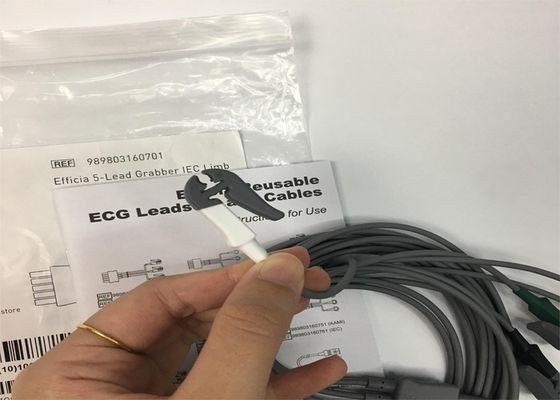 PHLIP Efficia Tekrar Kullanılabilir 5 Kurşun EKG Kablosu Yetişkinler İçin IEC Uzuv