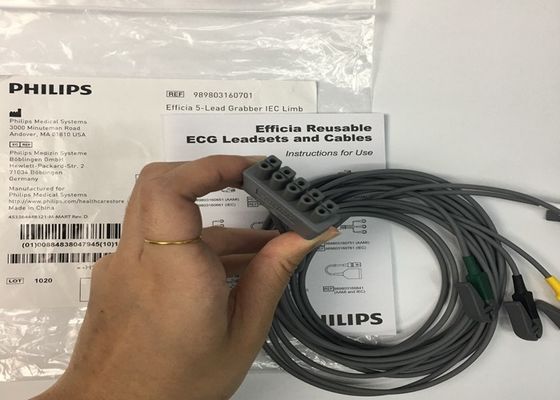 PHLIP Efficia Tekrar Kullanılabilir 5 Kurşun EKG Kablosu Yetişkinler İçin IEC Uzuv