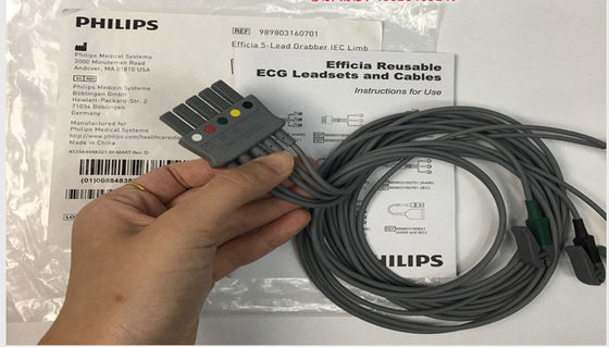 PHLIP Efficia Tekrar Kullanılabilir 5 Kurşun EKG Kablosu Yetişkinler İçin IEC Uzuv