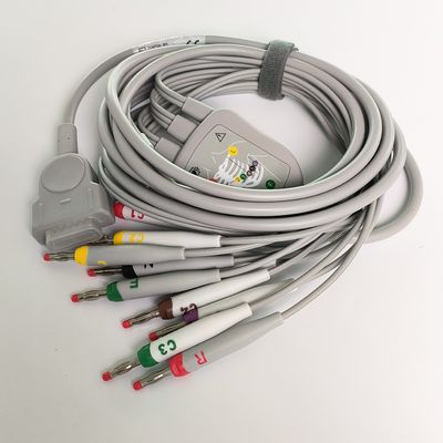 Elektrokardiyogram Makinesi Entegre 12 kurşun tel ile 15 iğne Avrupa Standartı IEC Muz Baş 4.0