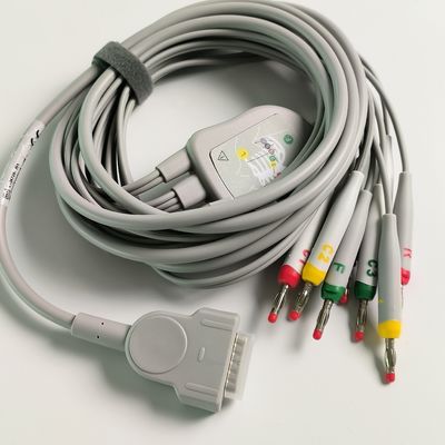 Elektrokardiyogram Makinesi Entegre 12 kurşun tel ile 15 iğne Avrupa Standartı IEC Muz Baş 4.0