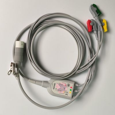 PHILIP Original 3 Lead IEC Leadset. Kırmızı, Yeşil, Sarı, 2.6 M Makine Sonu Yuvarlak 12 iğne PN:989803143171