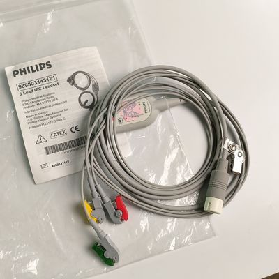 PHILIP Original 3 Lead IEC Leadset. Kırmızı, Yeşil, Sarı, 2.6 M Makine Sonu Yuvarlak 12 iğne PN:989803143171