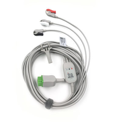 5831398 Kurşun Kablosu ve Kütük Kablosu EKG 3 Kurşun Kablosu Ayrılamaz, Yakalayıcı, AHA,4.7M/15 FT