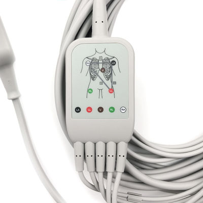 5831400 Kurşun Kablosu ve Kütük Kablosu EKG 5 Kurşun Kablosu Ayrılamaz, Yakalayıcı, AHA,4.7M/15 FT
