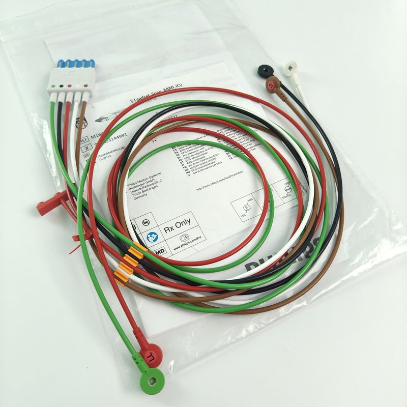PHILIP Hasta İzleyici Tıbbi Cihaz Kullanım Malzemeleri CBL 5 Leadset Snap AAMI ICU REF M1644A 989803144991