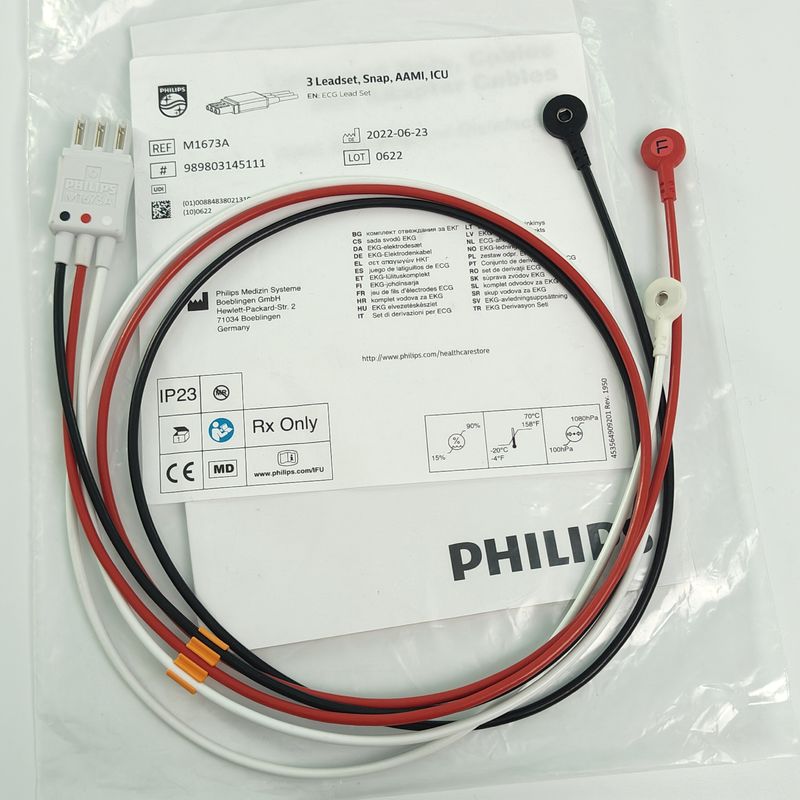 REF M1673A PHILIP Hasta İzleyici CBL 3 Leadset Snap AAMI ICU PN 989803145111