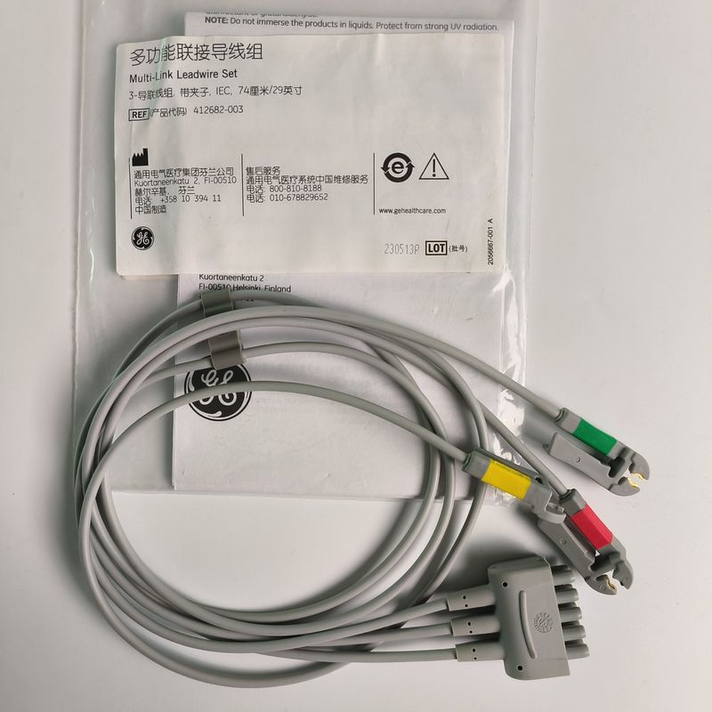 CareFusion GE Original Multi-Link EKG Lead kablosu 3-Lead Grabber IEC 74cm / 29in. REF: 412682-003