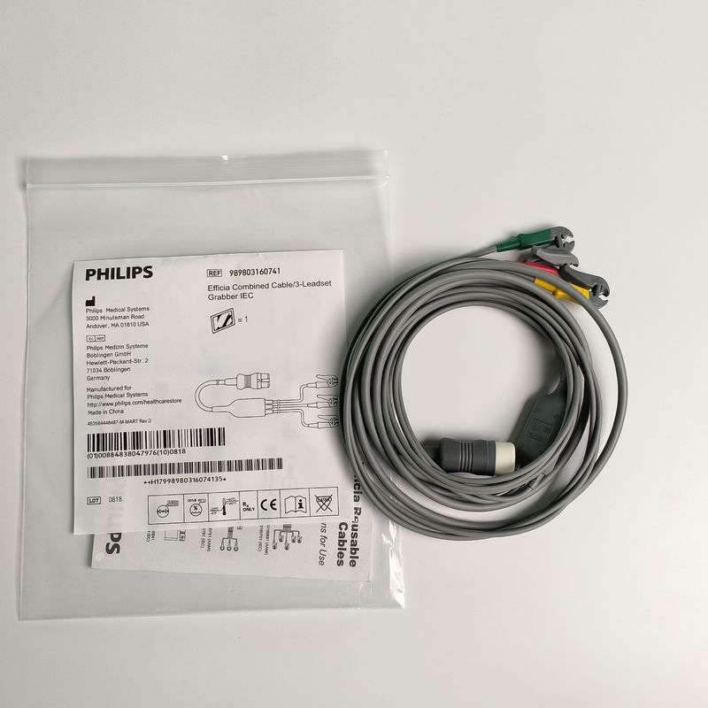 PHILIP Orijinal Efficia Kombine Kablo/3-Leadset Grabber IEC. Makine Sonu Yuvarlak 12-Pin,REF: 989803160741