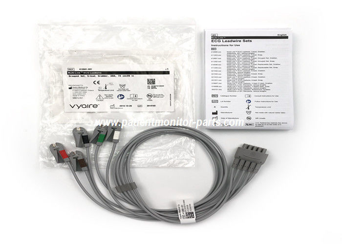 Multi-Link EKG Leadwire Grouped Set, 5 Lead Grabber AHA 74CM / 29IN PN 412681-001